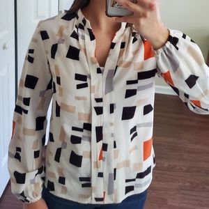 SHEIN notch neck geo top